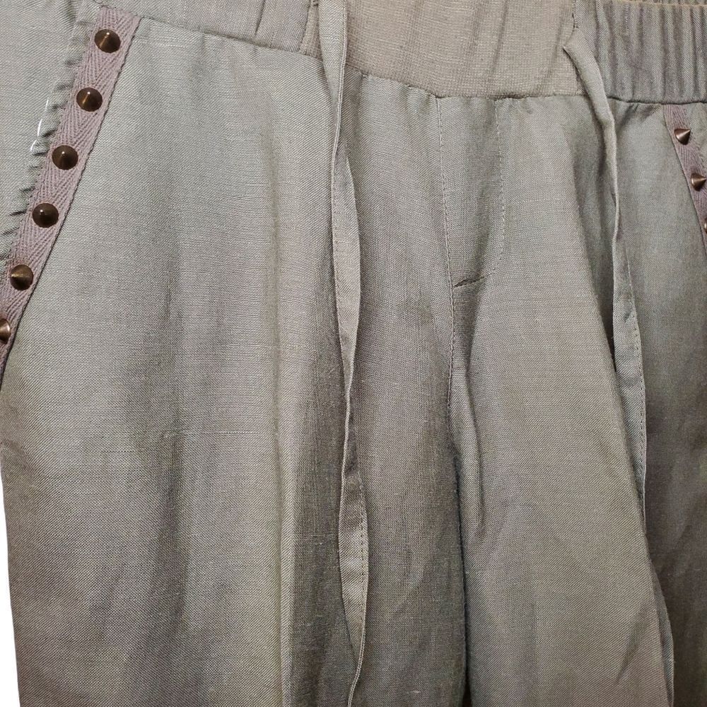 2B Bebe Wide Leg Pants Green Studded Pockets Women's Small - Picture 2 of 7